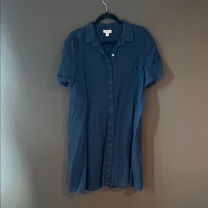 J. Jill Deep Blue Casual Linen Down dress